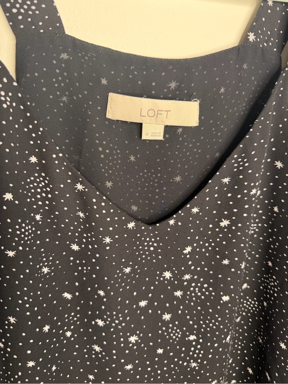LOFT Black Star Print V-Neck Camisole - Picture 2 of 3